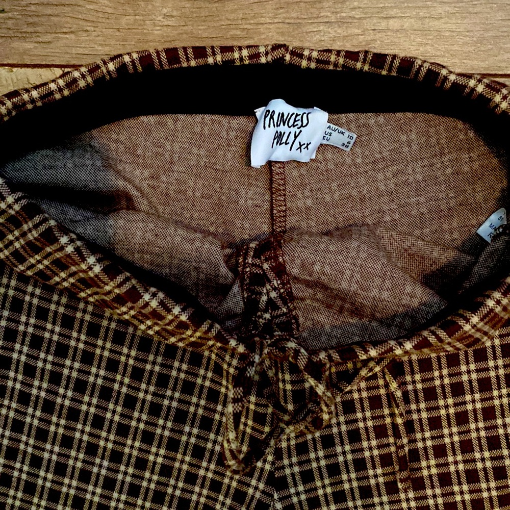 Princess Polly Brown Plaid Flared Pants - Picture 9 of 10